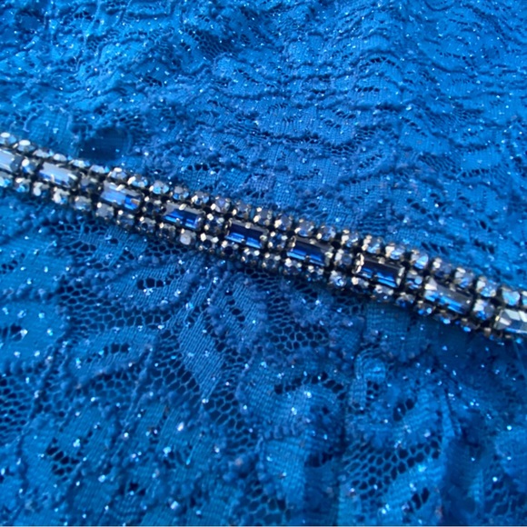 Alex Evenings Cocktail Dress Evening Dress Blue Sparkly Dress Maxi Black Tie 12 - Picture 3 of 10